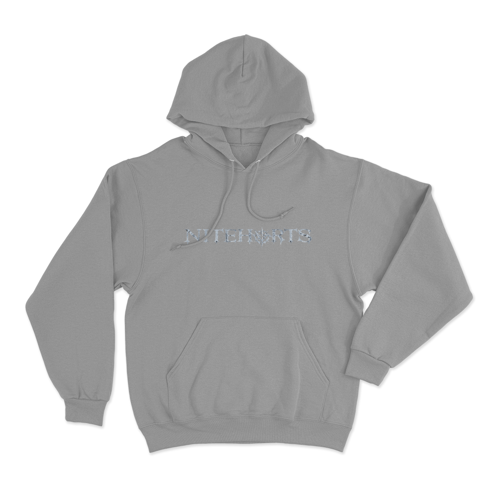 Niteharts Distressed Gothic Logo Unisex Hoodie Grey Niteharts Distressed Gothic Logo Unisex Hoodie Grey