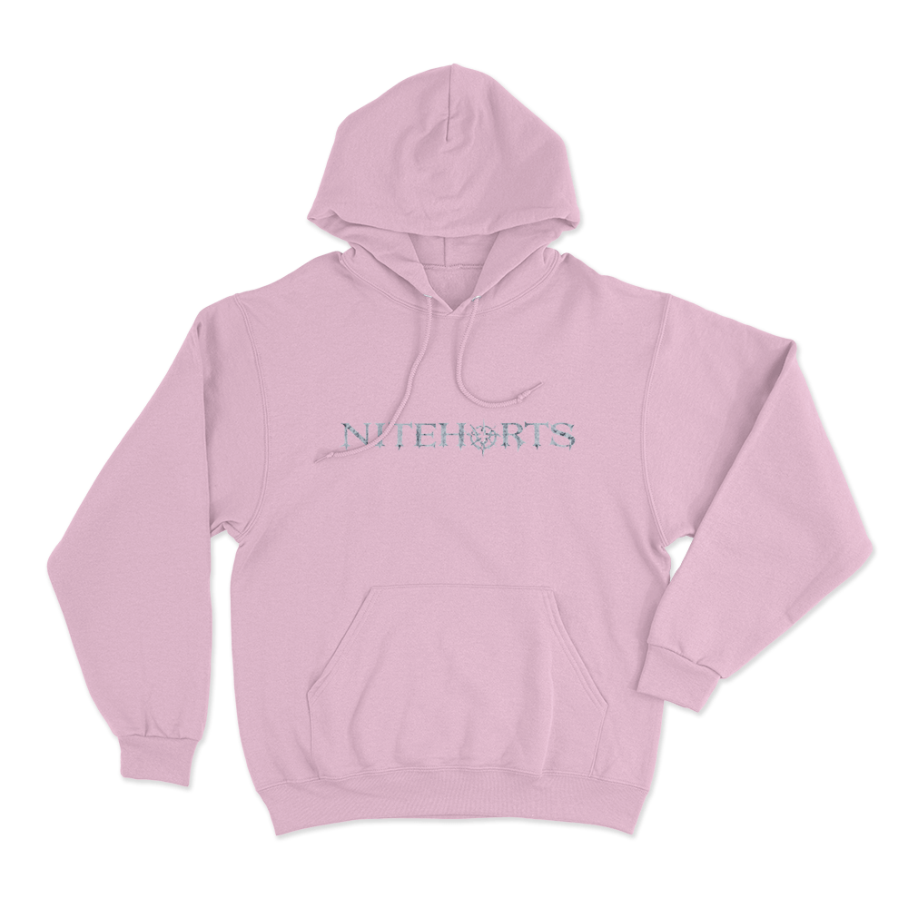 Niteharts Distressed Gothic Logo Unisex Hoodie Pink Niteharts Distressed Gothic Logo Unisex Hoodie Pink